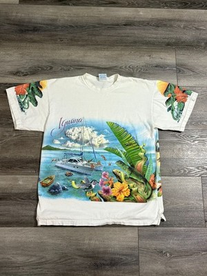 Vintage 1994 Caribbean Soul Iguana Island AOP Shirt Retro Y2K Skater - Men s XL