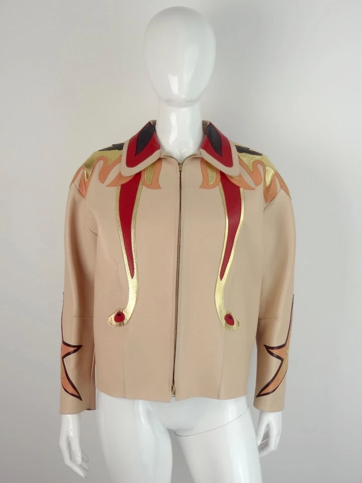 MIU MIU S/S 2011 RUNWAY Light Pink Nappa Leather Applique Jacket Coat IT40/US6 - Image 2 of 4