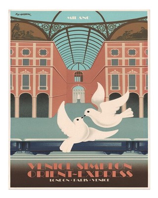 Vintage-Reiseplakat-Wandkunst Venedig Simplon Orient Express Urbane Sz