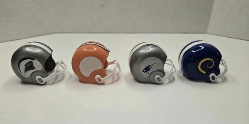 LOT OF FOUR NFL VENDING MACHINE MINI FOOTBALL HELMETS GREAT CONDITION