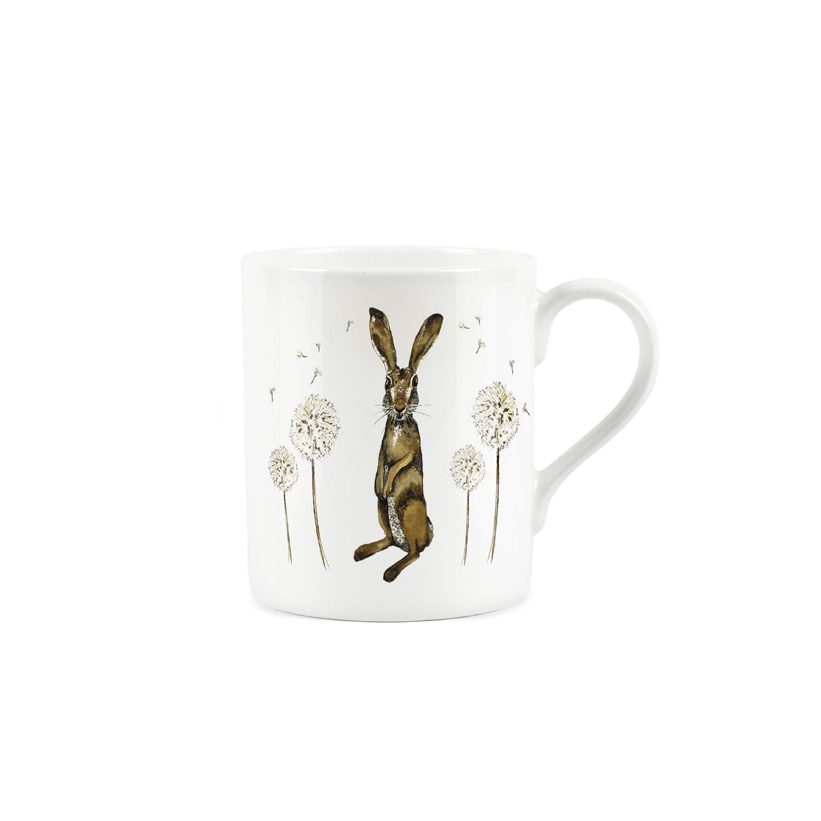 Bone China Hares & Dandelions Small Mug by Rhiannon Chauncey - Tea/Coffee Gift