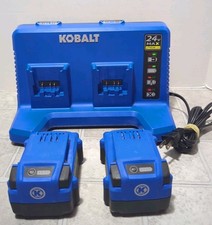 Kobalt 24v Dual Port Battery Charger KDPC 124-03 And Two 24V Batteries