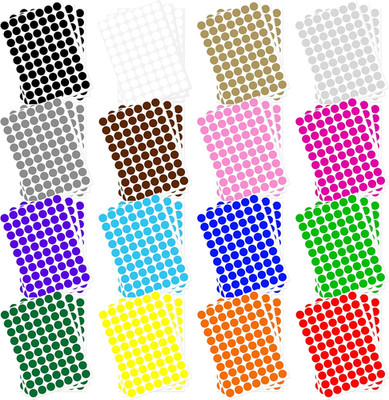 3360 PCS 3/4'' Colored Dot Stickers 16 Assorted Circle Color Coding Labels Sticke