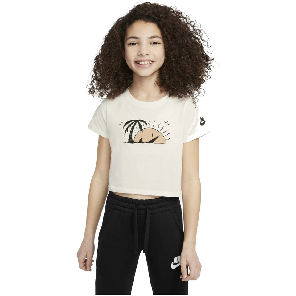 T-shirt Universel filles Nike Sun Swoosh Crop DQ4376133 Creme - Photo 1/1