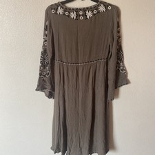 Womens Boho Embroidered Dress S Small Green High Low 