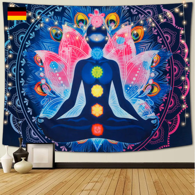 Mandala Tapisserie 7 Chakren Yoga Wanddeko 130x150