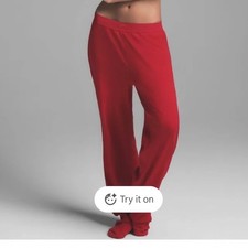 NEW SKIMS S Cotton Ribbed Pant Cranberry Red Lounge Sleepwear Wide Leg
