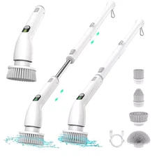 Cordless Power Scrubber, IPX7 Waterpoof Electric Spin Scrubber Cleaning Brush wi