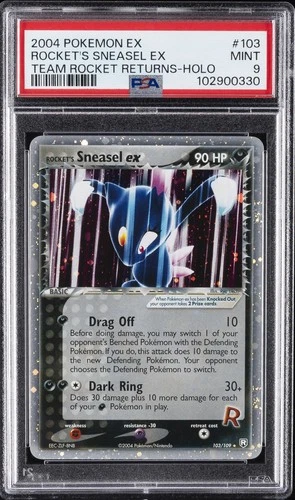 2004 POKEMON EX TEAM ROCKET RETURNS #103 ROCKET'S SNEASEL EX-HOLO PSA 9