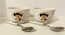 Vintage Quaker Oats Cereal Bowl Set of 2 with Spoons Warms You Heart & Soul 1999