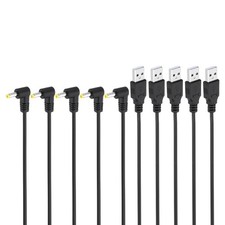 USB 2.0 A Type Male to DC 4.0x1.7mm 90 Degree Angle Barrel Power Cable 5pc Black