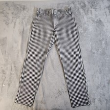 Old Navy Pixie Pants Womens 8 Black Gingham Plaid High Rise Skinny Casual Preppy
