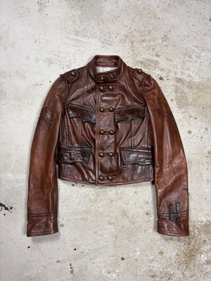 Dsquared2 Sienna Leather Military Jacket Civil Rare IT 40