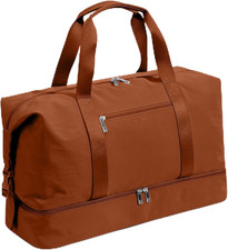 21in Women Weekender Duffle Bag 2Pc Canvas Leather Carry On Shoe Compartment
