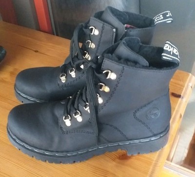 Rieker Bikerboots Boots 39 Damen Siefel Stiefeletten Schwarz Winterstiefel warm