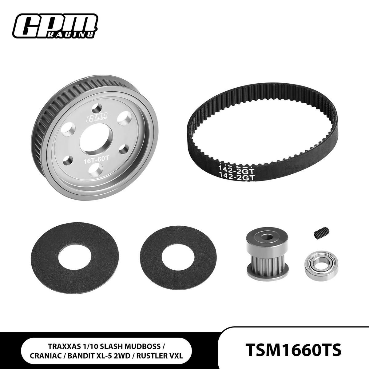 GPM Gearbox Gear Belt Drive Set & Motor Gear TRAXXAS 1/10 Slash