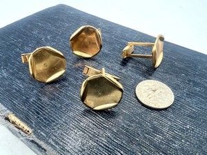 2 Prs Vintage Cufflinks Gold Tone Base Triangle Settings Blanks Add A Cabochon