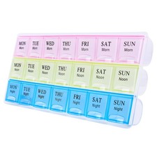 Large Weekly Pill Organizer 3 Times A Day, Moisture-Proof 7 1pack, Color3a