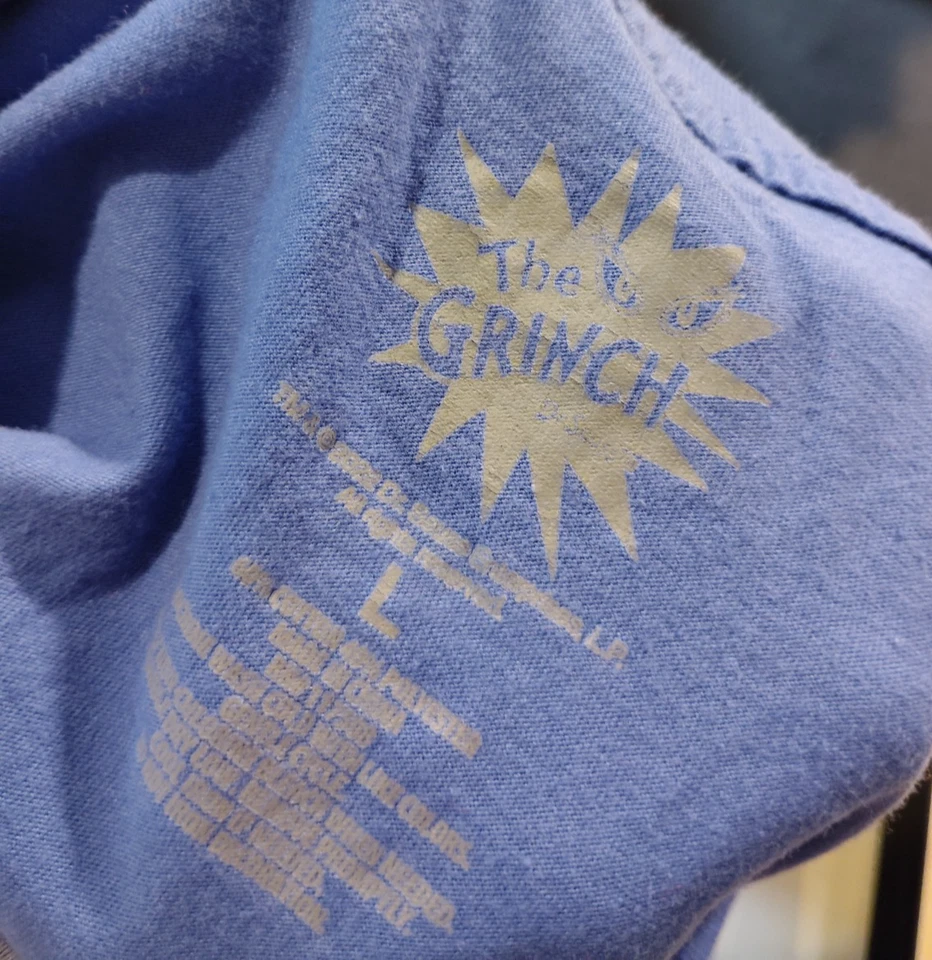 The Grinch T Shirt Mens Sz L Blue Christmas Dr. Seuss Double Sided Graphic - Image 2 of 4