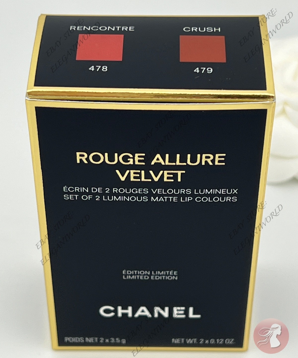 CHANEL Rouge Allure Velvet Lipstick Set 478, 479, Gold Case