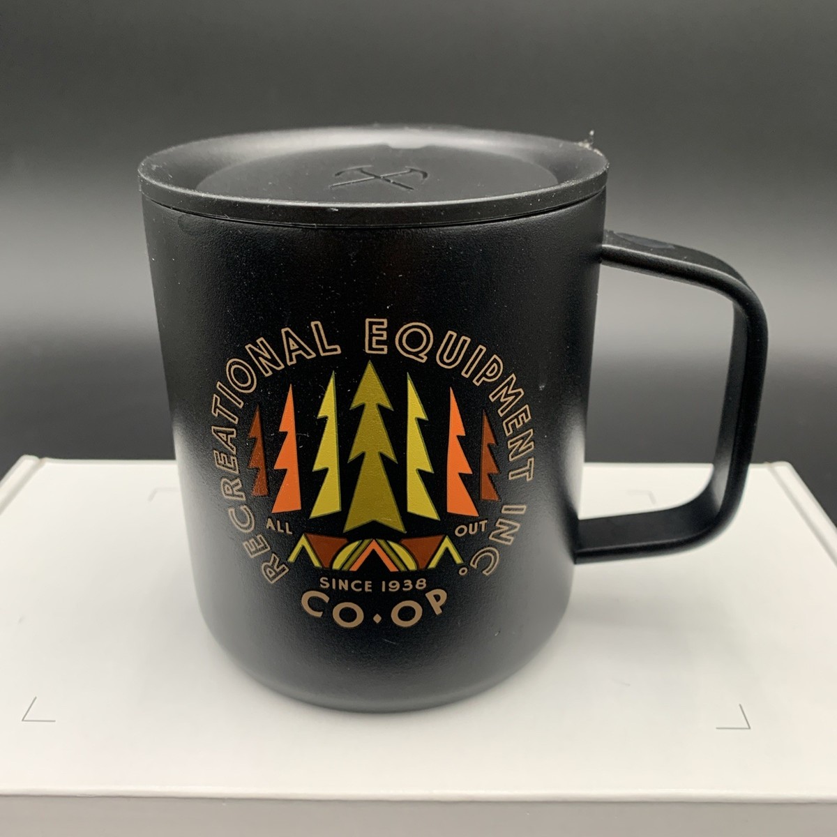 REI Co-op Graphic Camp Mug 12 oz Pirate Black w/ Lid Stainless