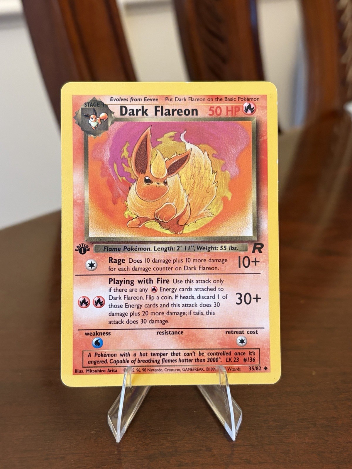 Dark Flareon 35/82 Team Rocket 1st Edition Pokemon Card Light Play / LP