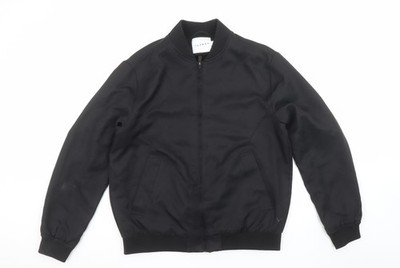 Topman Herren Bomberjacke schwarz Größe M 40 in Polyester gefüttert Reißverschluss