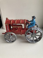 Fordson Cast Iron Tractor Toy Vintage Red Silver Replica Farm