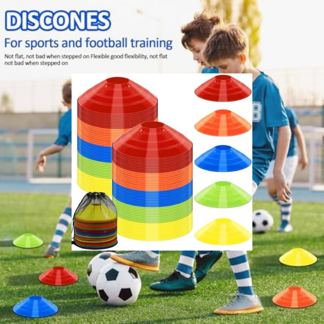 Soccer Cones for Training, 100/15 Pack Agility Cones with Carry Bag, Multi-Colo