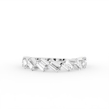 18K Yellow Gold Eternity Ring - Modern Airy Baguette Diamond Pattern