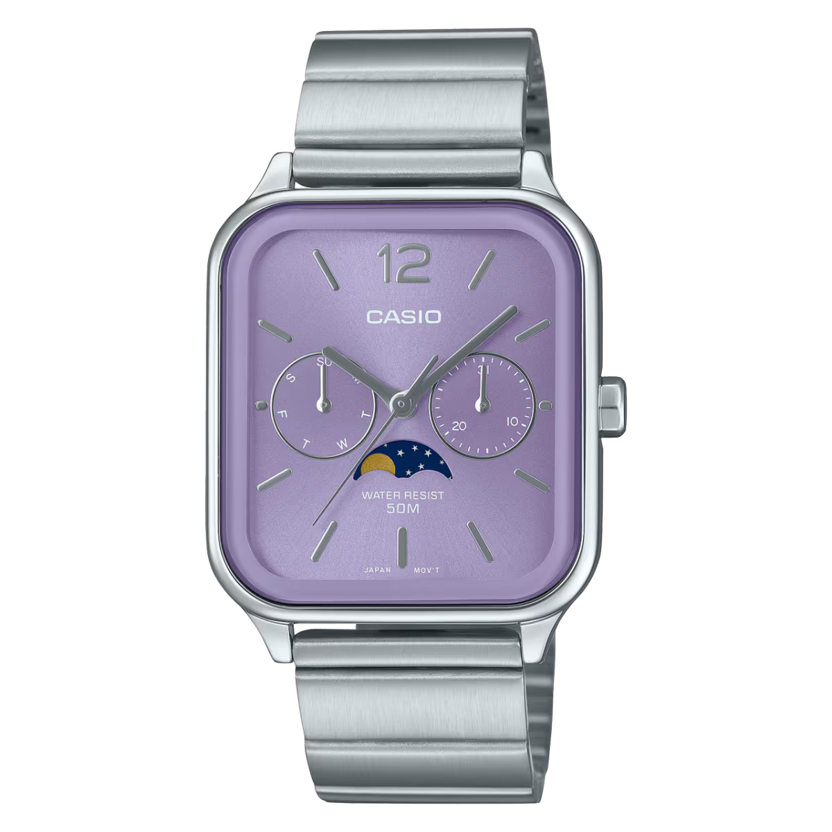 【新品】CASIO STANDARD MENS カシオ MTP-M305Dー6A Casio Standard MTP-M305D-6A Moonphase Stainless steel –Purple Dial
