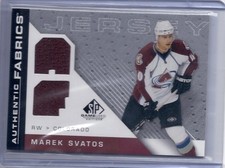 07-08 2007-08 SP GAME USED MAREK SVATOS FABRICS DUAL JERSEY AF-SV AVALANCHE