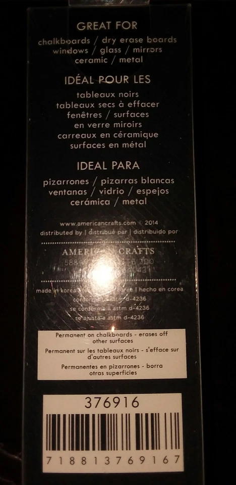 Marcadores permanentes de tiza American Crafts hágalo usted mismo (semi) paquete de 3 oro, plata, blanco Foto 2 de 2