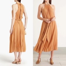Zimmermann Sunray Pleated Midi Dress biscuit