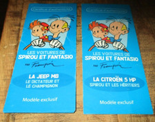 Spirou & Fantasio -2 certificats d authenticité pour voitures(Citroën 5,Jeep MB)