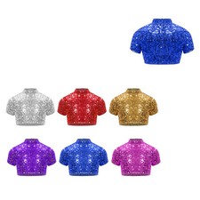 Kids Girls Shirts Ballroom Vest Short Sleeve Tank Gymnastic Crop Top Active