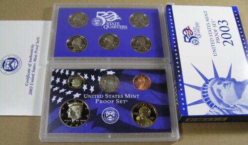 2003 S US Proof Set 10 Coins with Original Box & COA - Foto 1 di 7