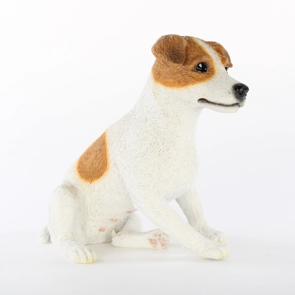 Jack Russell Terrier Figurine Hand Painted Collectible Statue Brown Wht Smooth