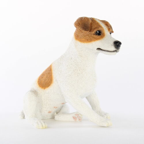 Jack Russell Terrier Figurine Hand Painted Collectible Statue Brown/Wht Smooth - Picture 1 of 1