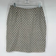 Linda Richards Pencil Skirt Womens 12 Black White Wool Vented Career USA Made