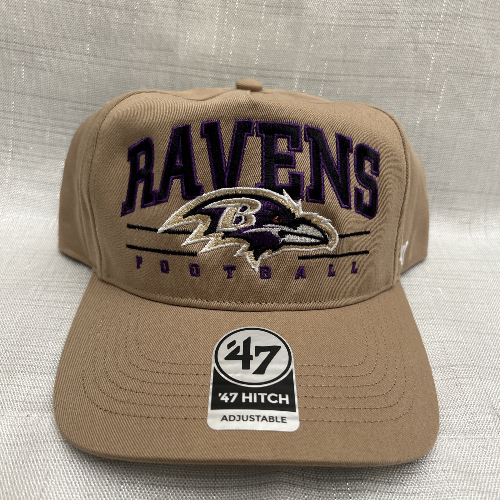 NEW '47 Brand Baltimore Ravens Team Logo Khaki Tan Brown Hitch Snapback Hat
