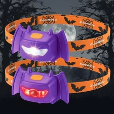EverBrite 2PC Halloween Bat Headlamp 3 Mode Head Lamp with Warm/Red/Strobe Light