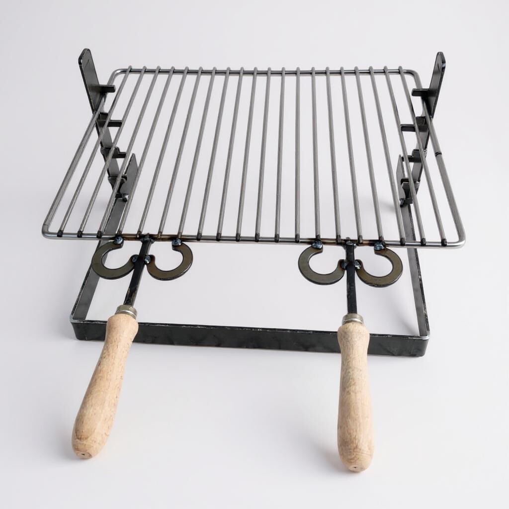 Griglia Barbecue 50 cm in Ferro Pesante - Cottura Perfetta Regolabile