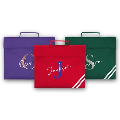 PRINT MANIACS Personalisierte Buchtasche Kinder Jungen Mädchen Glitzer Schule PE beliebiger Name Brief Geschenk