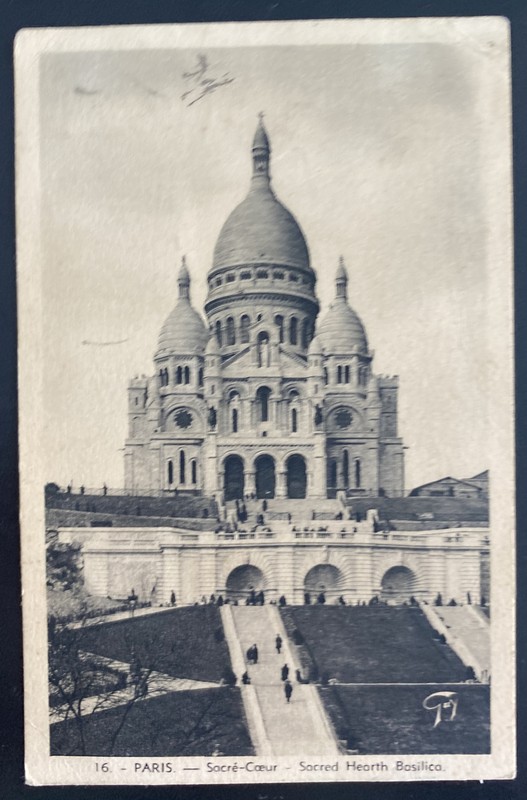 1939 Paris France Real Picture Postcard Cover Sacred Hearth Basilica