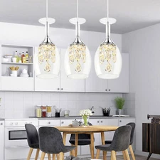 Crystal Wine Glass LED Chandelier Pendant Lamp 3 Light Ceiling Light Fixture USA