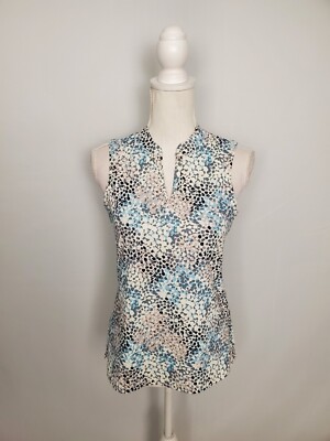 Hind Blue, Gray & White Abstract Spotted Sleeveless Pullover Top Women's Small.