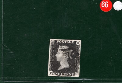 GB ONE PENNY BLACK 1840 Stamp SG.2 1d Plate 6 (FH) CLEAR PROFILE