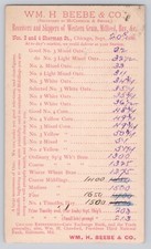 CHICAGO, WH BEEBE & CO. WESTER GRAIN DISTRIBUTOR, POSTAL CARD c. 1886