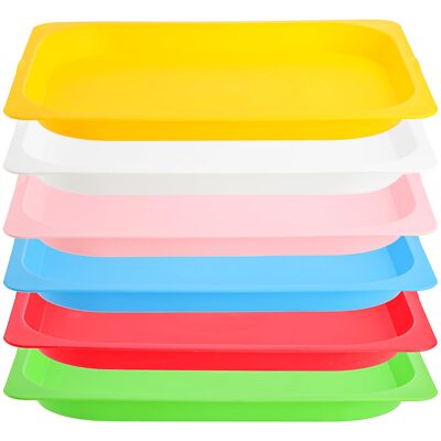 Set of 6 Plastic Activity Trays 15 x 12 Colorful Art Trays